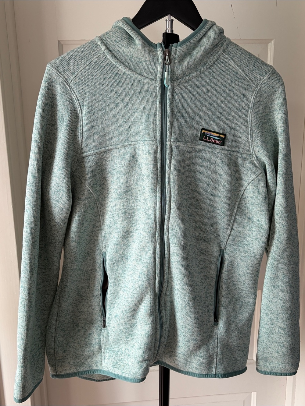 L.L. Bean Women’s ' Teal Full-Zip Hooded  Sweater Fleece Jacket